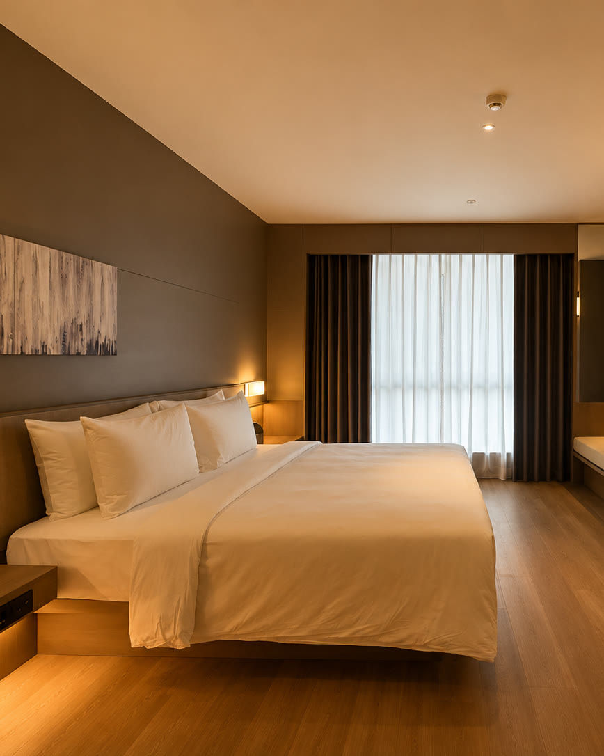 Deluxe King bedroom at Portrait Hotel